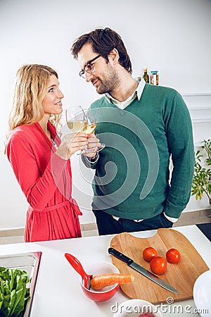 Lovely couple cooking together