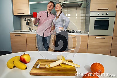 Lovely couple on kitchen