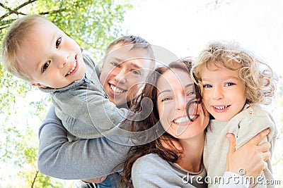 Low angle view of happy family