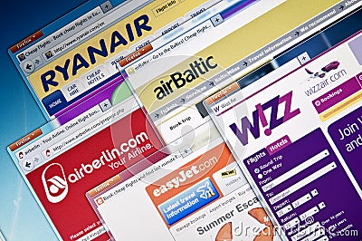 Low-cost airline web sites.