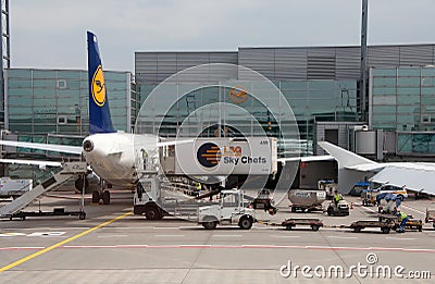 Lufthansa aircraft on the airport