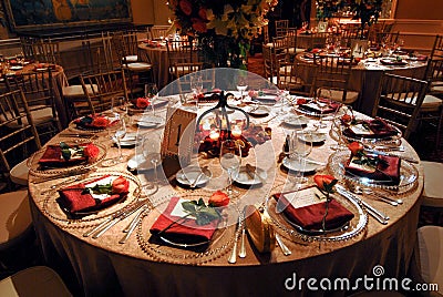 Luxurious table setting at a wedding reception