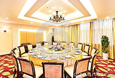 Luxury chinese banqueting room in hotel