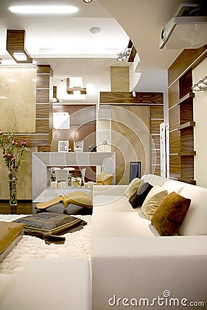 Luxury home interior, white, dark
