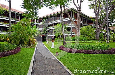 Luxury hotel resort with tropical garden in Bali, Indonesia