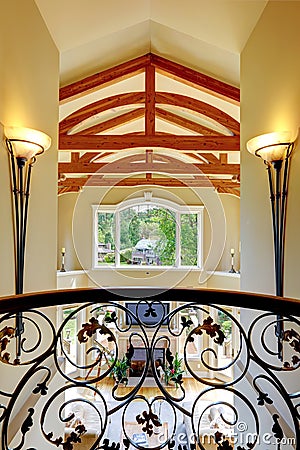 Luxury house interior. View from balcony