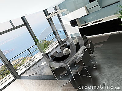 Luxury kitchen interior with modern furniture