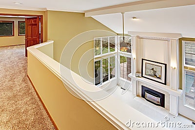 Luxury living room in empty house. Panoramic view