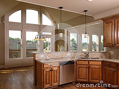 Luxury Model Home Maple Kitchen with window