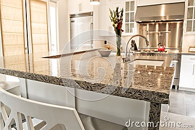 Luxury modern fitted kitchen with stainless steel