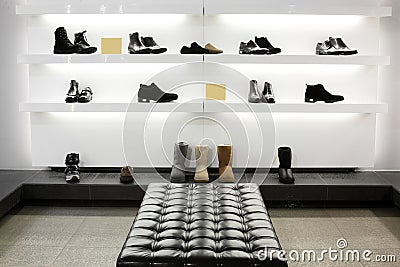 Luxury shoe store with bright interior