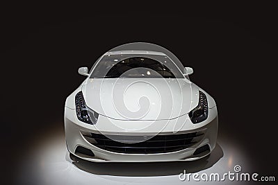 Luxury white sport car front view