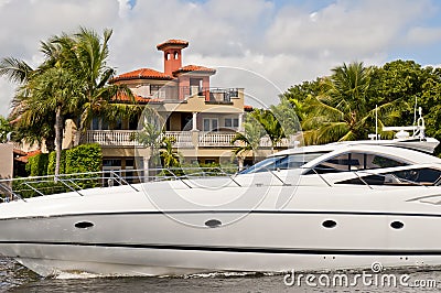 Luxury yacht on Florida canal