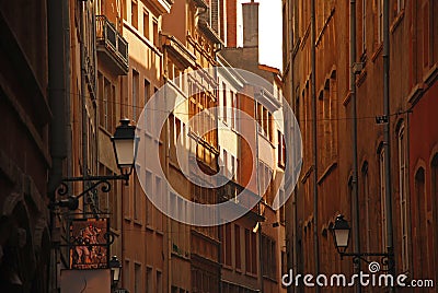 Lyon, France. The old city: narrow street