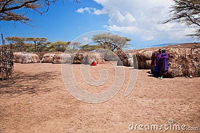 Maasai people in their village in Tanzania, Africa