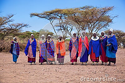 Maasai women in their village in Tanzania, Africa