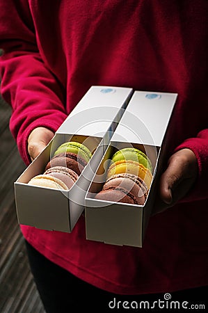 Macarons in boxes