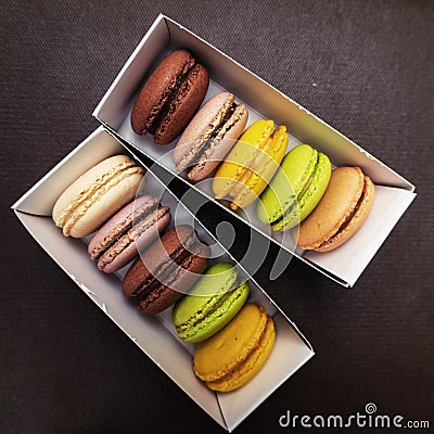 Macarons in boxes
