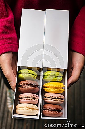 Macarons in boxes