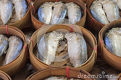 Mackerel fish in basket