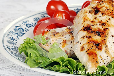 Macro grilled chicken with lettuce and tomatoes