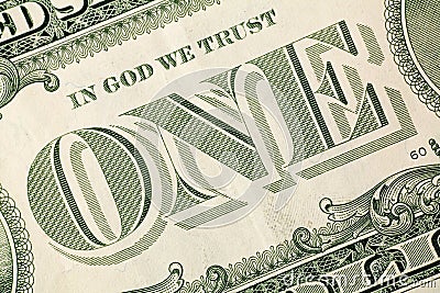 Macro image of one dollar bill