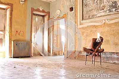 Mad man in an old, abandoned house in Italy