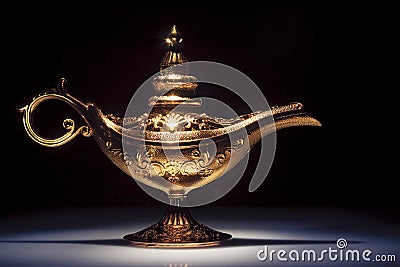 Magic Aladdin s Genie lamp on black