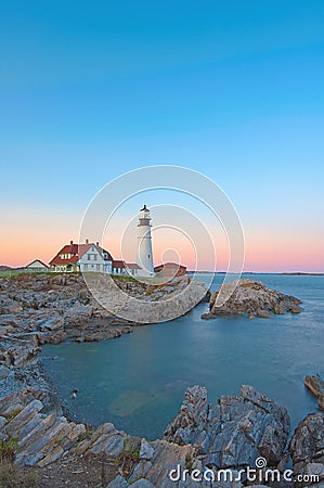 Magical sunset at the iconic Portland Head Light.