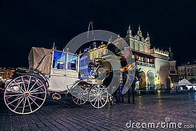 Main square old city of Krakow in night time