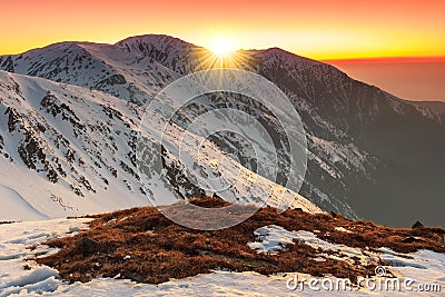 Majestic colorful sunset and landscape in the mountains,Fagaras,Carpathians,Romania