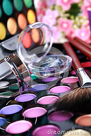 A make-up multi colored palette