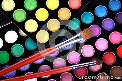 A make-up multi colored palette close up