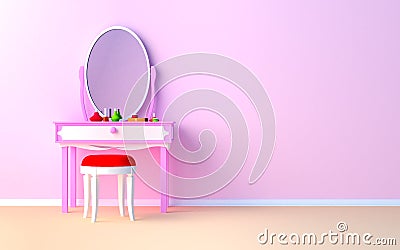 Makeup Desk on Make Up Table At The Wall Stock Photo   Image  21929400
