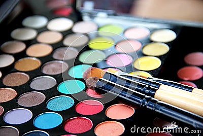 Makeup palette and brushes