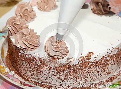 Making of a cake.