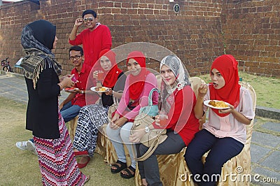 Malay women having lunch