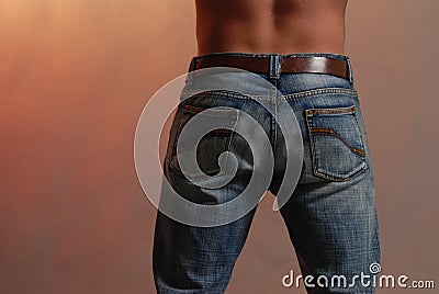 Male back in jeans