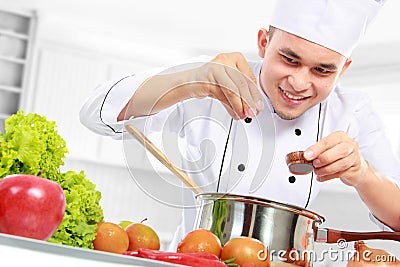Male chef cooking