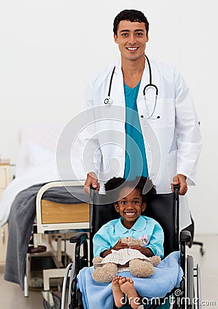 Male Doctor helping a sick child