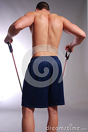 Male fitness model rear view