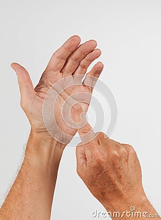 Male hand holding invisible smartphone