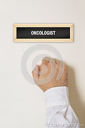 Male patient knocking on Oncologist door