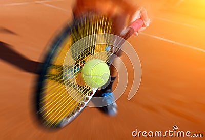 Male tennis player in action