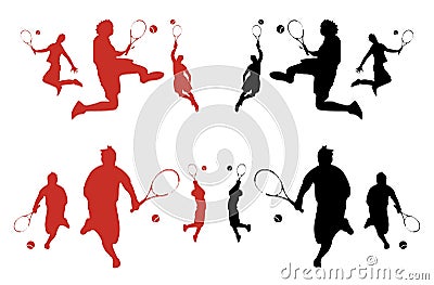 Male Tennis Player Silhouettes
