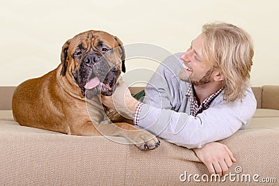 Man with big dog