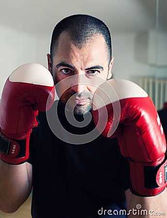 Man boxing with gloves