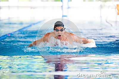 Man breathing while swimming