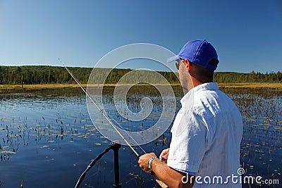 Man Fishing for Largemouth Bass