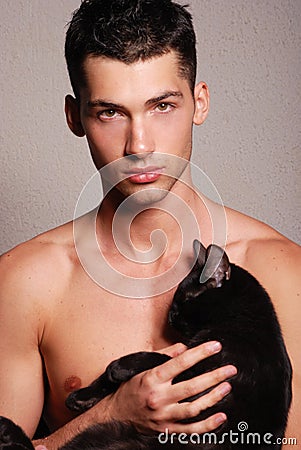 Man with cat
